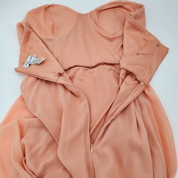 Bill Levkoff Peach Color Strapless Bridesmaid Dress - Picture 4 of 6
